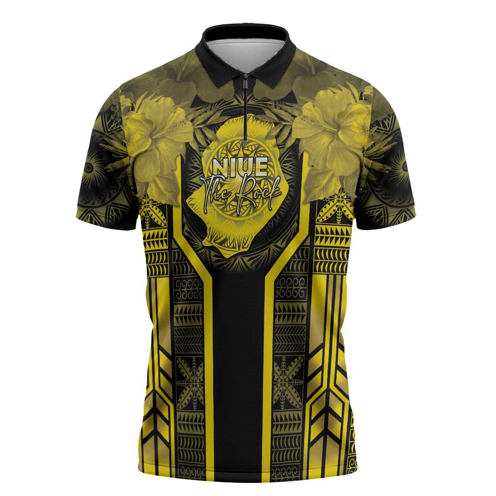 Niue The Rock Zipper Polo Shirt The Island Of The Uga LT05 Black - Polynesian Pride