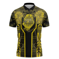 Niue The Rock Zipper Polo Shirt The Island Of The Uga LT05 Black - Polynesian Pride
