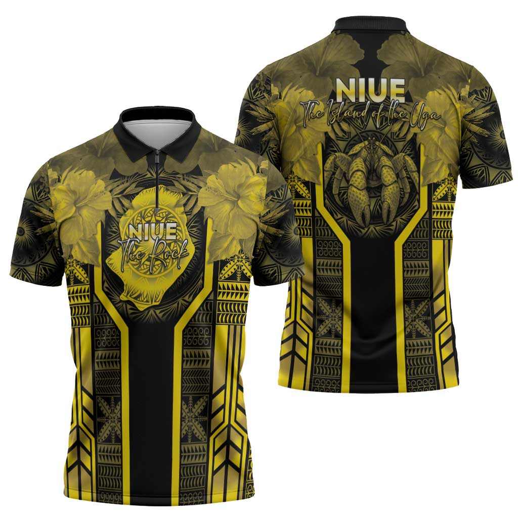 Niue The Rock Zipper Polo Shirt The Island Of The Uga LT05 - Polynesian Pride