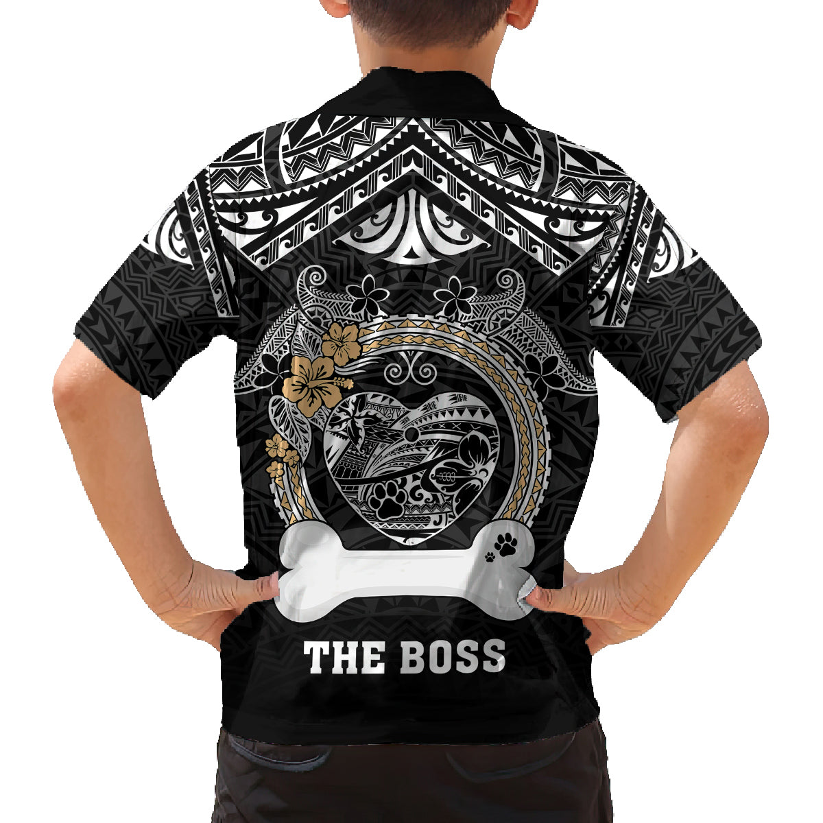 Personalized Shiba Inu Dog Family Matching Long Sleeve Bodycon Dress and Hawaiian Shirt With Polynesian Heart Name Tags LT05 - Polynesian Pride