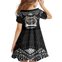 Personalized Shiba Inu Dog Family Matching Off Shoulder Long Sleeve Dress and Hawaiian Shirt With Polynesian Heart Name Tags LT05 - Polynesian Pride