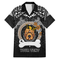 Personalized Pitbull Dog Family Matching Mermaid Dress and Hawaiian Shirt With Polynesian Heart Name Tags LT05 Dad's Shirt - Short Sleeve Black - Polynesian Pride