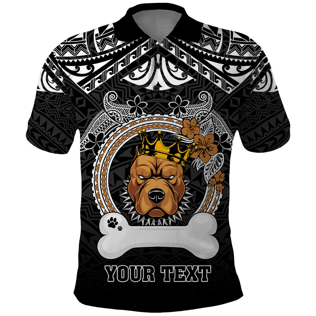 Personalized Pitbull Dog Polo Shirt With Polynesian Heart Name Tags LT05 Black - Polynesian Pride