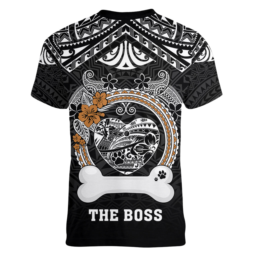 personalized-pitbull-dog-women-v-neck-t-shirt-with-polynesian-heart-name-tags