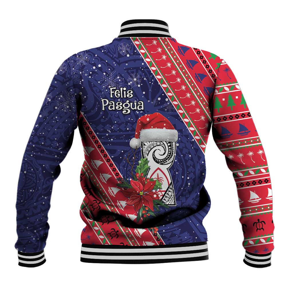 Guam Christmas Baseball Jacket Felis Nabidat Guaman Seal With Poinsettia LT05 - Polynesian Pride