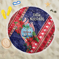 Guam Christmas Beach Blanket Felis Nabidat Guaman Seal With Poinsettia LT05 One Size 150cm Blue - Polynesian Pride