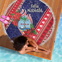Guam Christmas Beach Blanket Felis Nabidat Guaman Seal With Poinsettia LT05 - Polynesian Pride