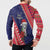 Guam Christmas Button Sweatshirt Felis Nabidat Guaman Seal With Poinsettia