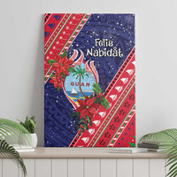 Guam Christmas Canvas Wall Art Felis Nabidat Guaman Seal With Poinsettia LT05 - Polynesian Pride