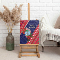 Guam Christmas Canvas Wall Art Felis Nabidat Guaman Seal With Poinsettia LT05 - Polynesian Pride