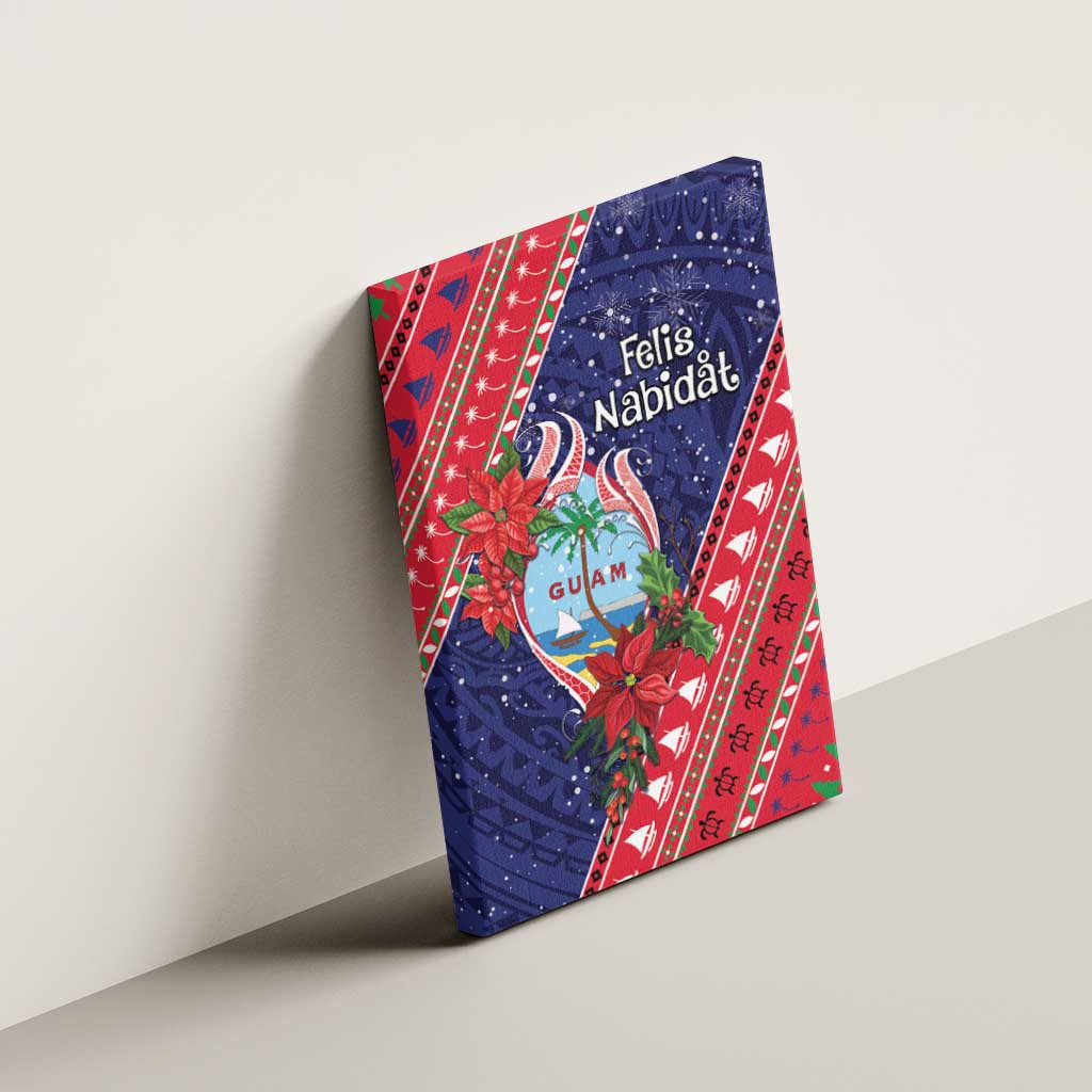 Guam Christmas Canvas Wall Art Felis Nabidat Guaman Seal With Poinsettia LT05 - Polynesian Pride