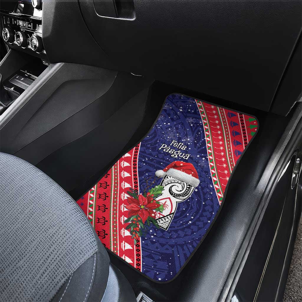 Guam Christmas Car Mats Felis Nabidat Guaman Seal With Poinsettia LT05 - Polynesian Pride