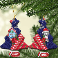 Guam Christmas Ceramic Ornament Felis Nabidat Guaman Seal With Poinsettia LT05 Christmas Tree Blue - Polynesian Pride