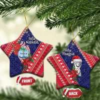 Guam Christmas Ceramic Ornament Felis Nabidat Guaman Seal With Poinsettia LT05 Star Blue - Polynesian Pride