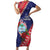 Guam Christmas Family Matching Short Sleeve Bodycon Dress and Hawaiian Shirt Felis Nabidat Guaman Seal With Poinsettia