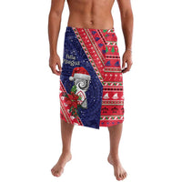Guam Christmas Lavalava Felis Nabidat Guaman Seal With Poinsettia LT05 Blue - Polynesian Pride