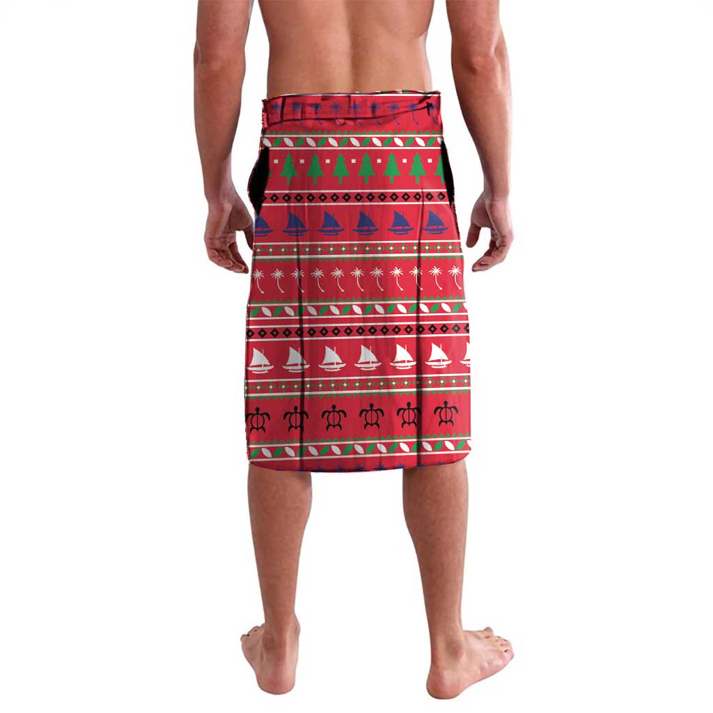 Guam Christmas Lavalava Felis Nabidat Guaman Seal With Poinsettia LT05 - Polynesian Pride