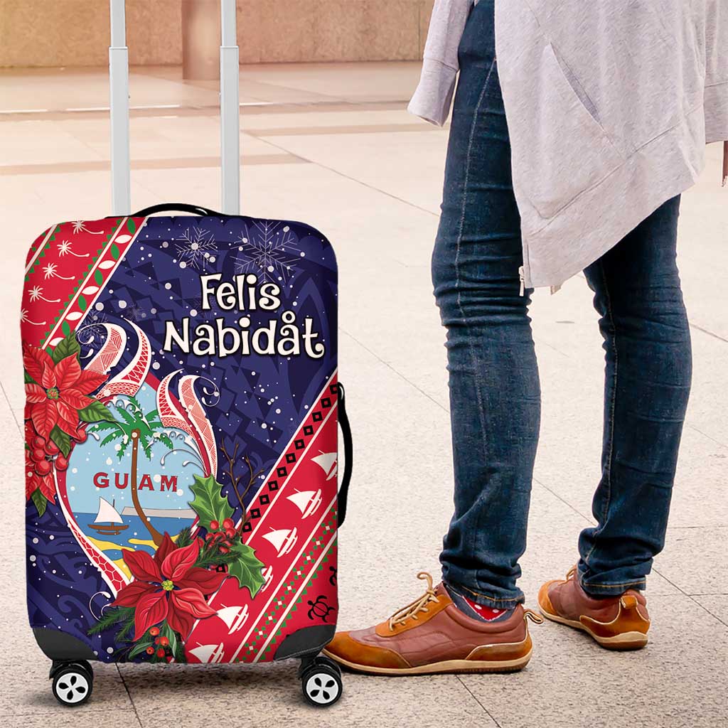 Guam Christmas Luggage Cover Felis Nabidat Guaman Seal With Poinsettia