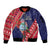 Guam Christmas Sleeve Zip Bomber Jacket Felis Nabidat Guaman Seal With Poinsettia