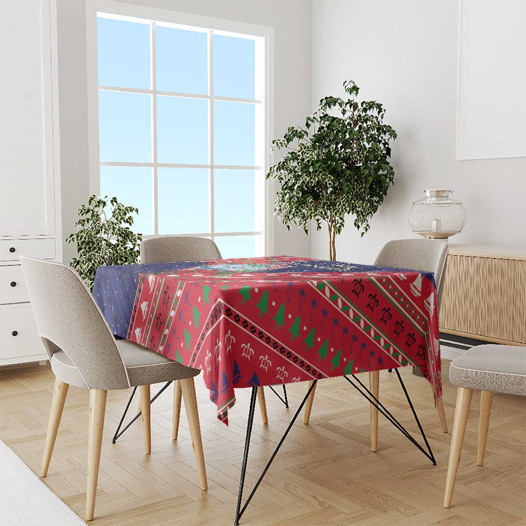 Guam Christmas Tablecloth Felis Nabidat Guaman Seal With Poinsettia LT05 - Polynesian Pride