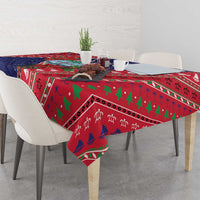 Guam Christmas Tablecloth Felis Nabidat Guaman Seal With Poinsettia LT05 - Polynesian Pride