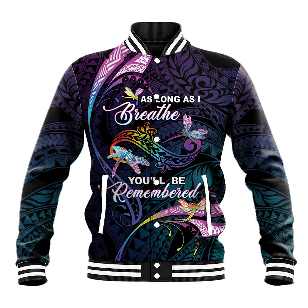 Personalised Polynesia Memorial Baseball Jacket Always Remembered Dragonfly Polynesian Style LT05 Unisex Colorful - Polynesian Pride