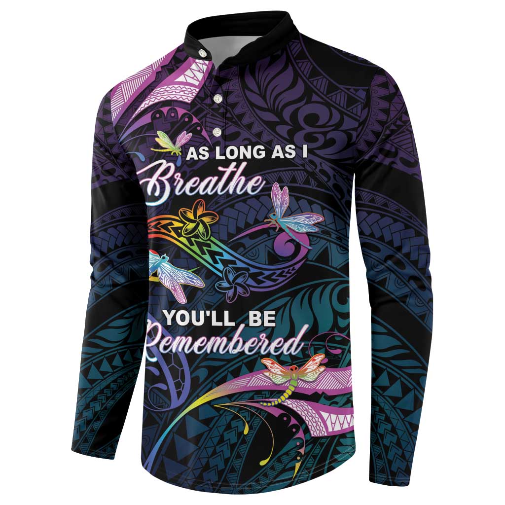 Personalised Polynesia Memorial Button Sweatshirt Always Remembered Dragonfly Polynesian Style LT05 - Polynesian Pride