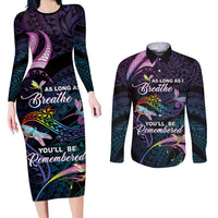 Personalised Polynesia Memorial Couples Matching Long Sleeve Bodycon Dress and Long Sleeve Button Shirt Always Remembered Dragonfly Polynesian Style LT05 Colorful - Polynesian Pride