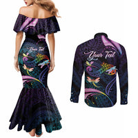 Personalised Polynesia Memorial Couples Matching Mermaid Dress and Long Sleeve Button Shirt Always Remembered Dragonfly Polynesian Style LT05 - Polynesian Pride