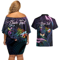 Personalised Polynesia Memorial Couples Matching Off Shoulder Short Dress and Hawaiian Shirt Always Remembered Dragonfly Polynesian Style LT05 - Polynesian Pride