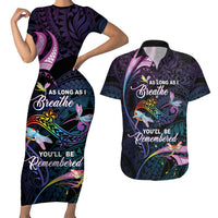 Personalised Polynesia Memorial Couples Matching Short Sleeve Bodycon Dress and Hawaiian Shirt Always Remembered Dragonfly Polynesian Style LT05 Colorful - Polynesian Pride