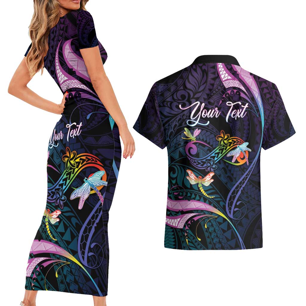 Personalised Polynesia Memorial Couples Matching Short Sleeve Bodycon Dress and Hawaiian Shirt Always Remembered Dragonfly Polynesian Style LT05 - Polynesian Pride