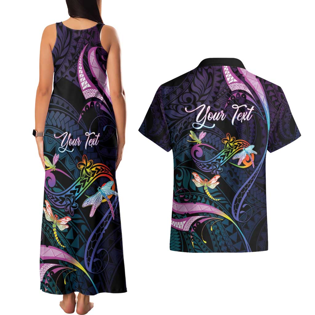 Personalised Polynesia Memorial Couples Matching Tank Maxi Dress and Hawaiian Shirt Always Remembered Dragonfly Polynesian Style LT05 - Polynesian Pride