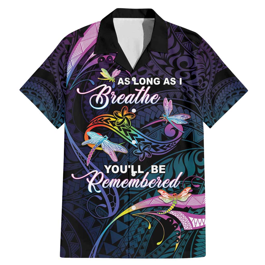 Personalised Polynesia Memorial Family Matching Mermaid Dress and Hawaiian Shirt Always Remembered Dragonfly Polynesian Style