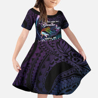 Personalised Polynesia Memorial Family Matching Off Shoulder Maxi Dress and Hawaiian Shirt Always Remembered Dragonfly Polynesian Style LT05 Daughter's Dress Colorful - Polynesian Pride