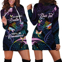 Personalised Polynesia Memorial Hoodie Dress Always Remembered Dragonfly Polynesian Style LT05 - Polynesian Pride