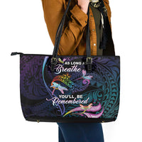 Polynesia Memorial Leather Tote Bag Always Remembered Dragonfly Polynesian Style LT05 - Polynesian Pride