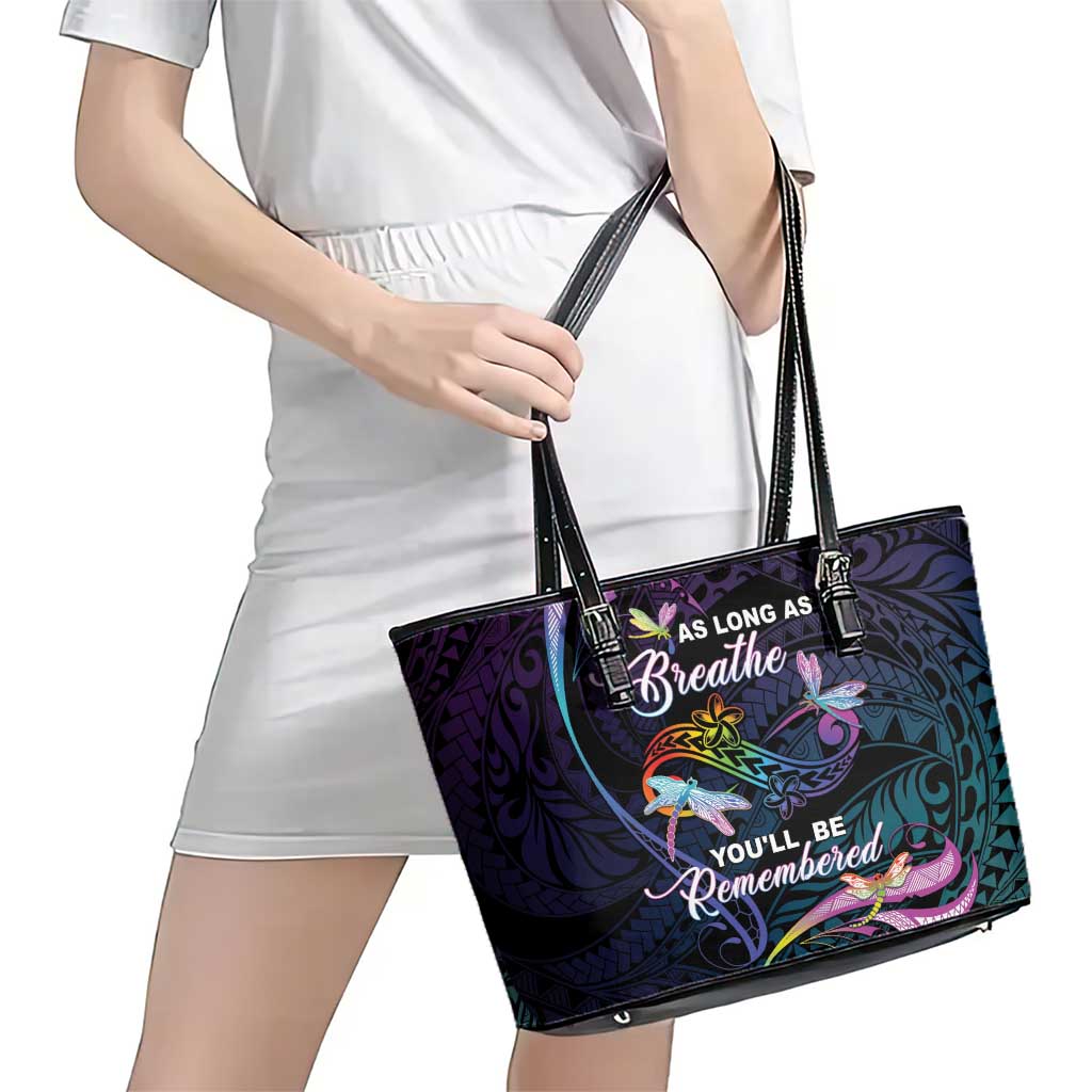 Polynesia Memorial Leather Tote Bag Always Remembered Dragonfly Polynesian Style LT05 - Polynesian Pride