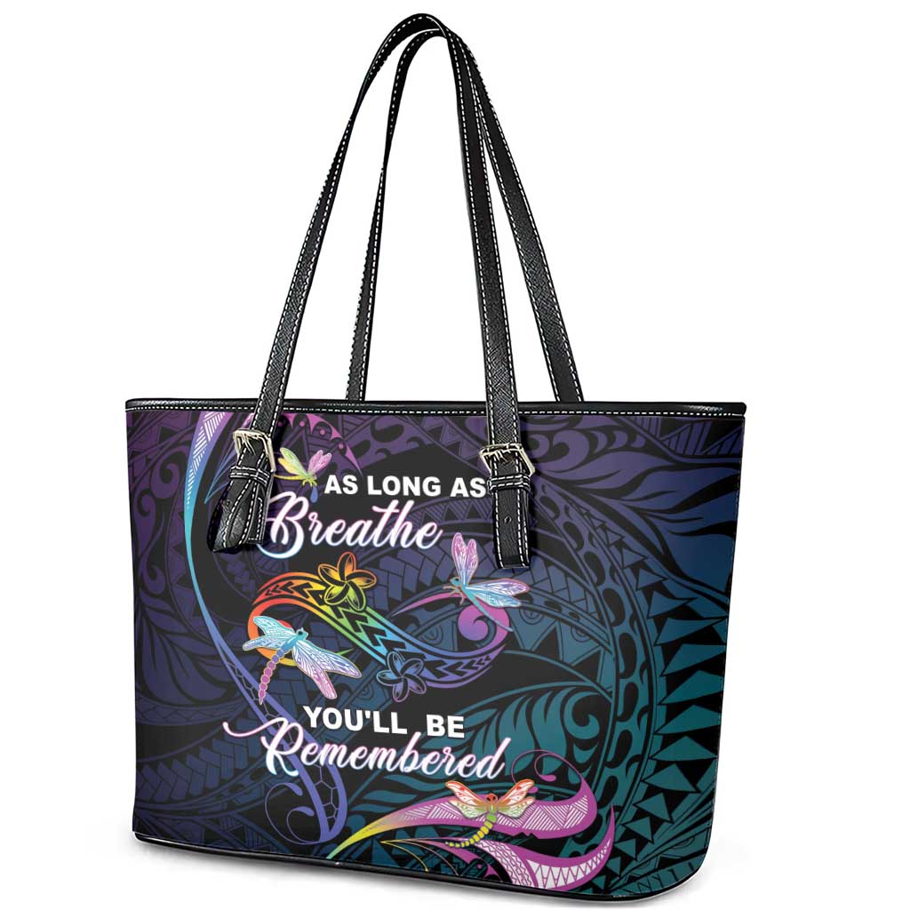 Polynesia Memorial Leather Tote Bag Always Remembered Dragonfly Polynesian Style LT05 - Polynesian Pride