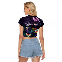 Personalised Polynesia Memorial Raglan Cropped T Shirt Always Remembered Dragonfly Polynesian Style LT05 - Polynesian Pride