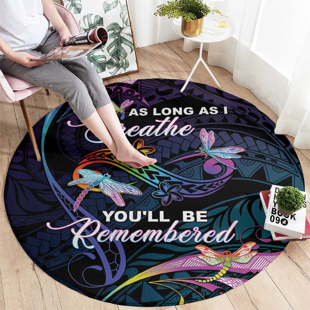 Polynesia Memorial Round Carpet Always Remembered Dragonfly Polynesian Style