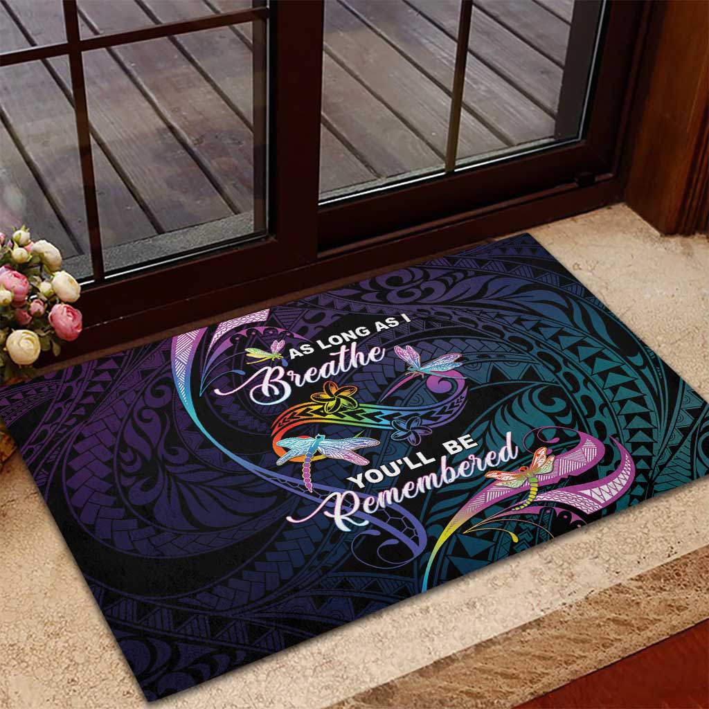 Polynesia Memorial Rubber Doormat Always Remembered Dragonfly Polynesian Style LT05 - Polynesian Pride