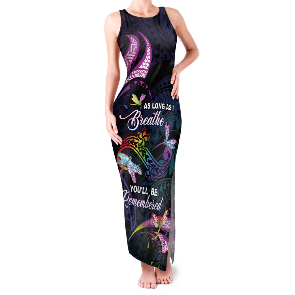 Personalised Polynesia Memorial Tank Maxi Dress Always Remembered Dragonfly Polynesian Style LT05 Women Colorful - Polynesian Pride