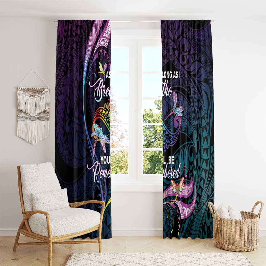 Polynesia Memorial Window Curtain Always Remembered Dragonfly Polynesian Style LT05 - Polynesian Pride