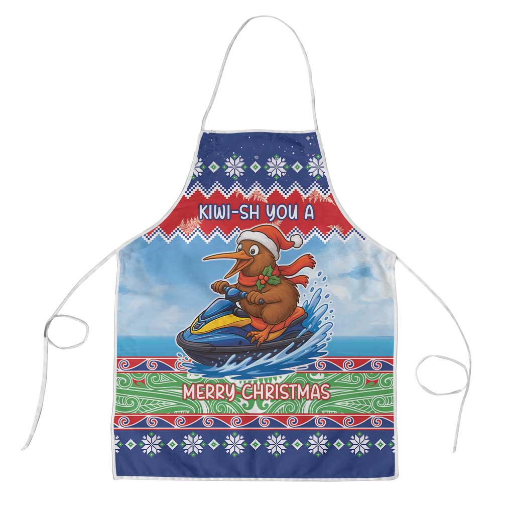 New Zealand Christmas Apron Funny Jet Ride Kiwi Xmas - Polynesian Pride