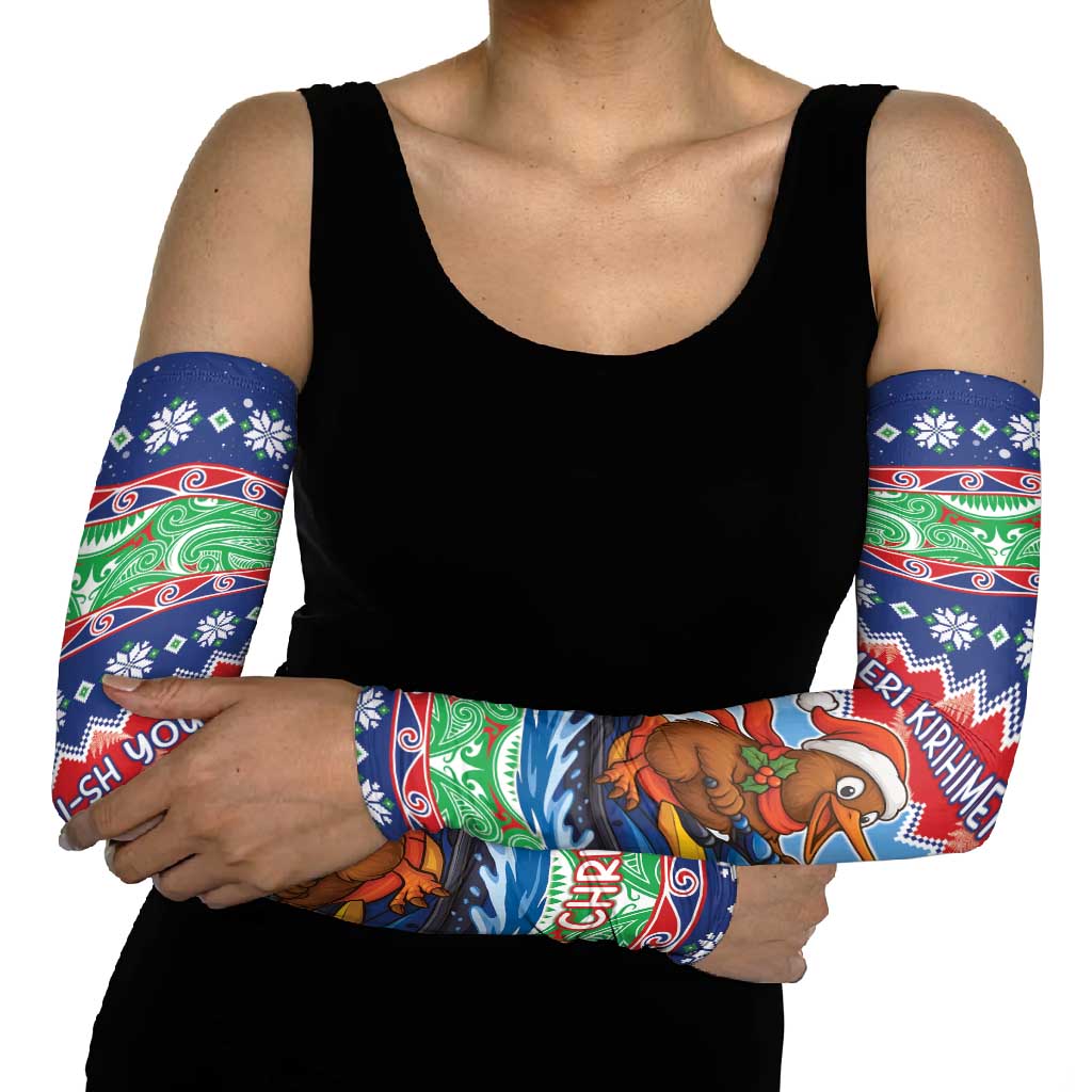 New Zealand Christmas Arm Sleeves Funny Jet Ride Kiwi Xmas - Polynesian Pride