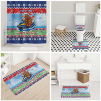 New Zealand Christmas Bathroom Set Funny Jet Ride Kiwi Xmas - Polynesian Pride