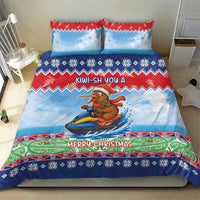 New Zealand Christmas Bedding Set Funny Jet Ride Kiwi Xmas - Polynesian Pride