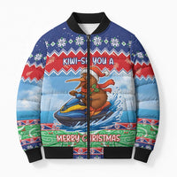 New Zealand Christmas Bomber Puffer Jacket Funny Jet Ride Kiwi Xmas - Polynesian Pride