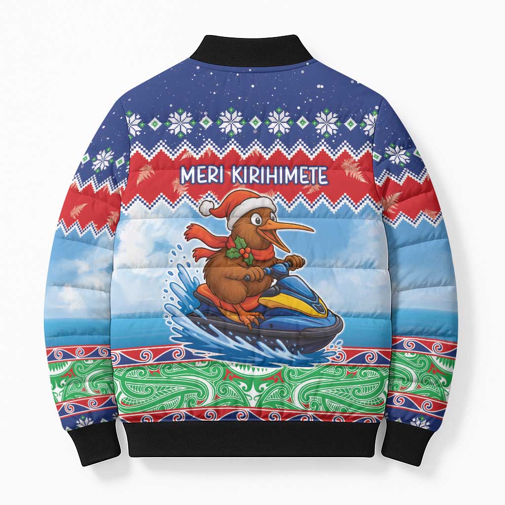 New Zealand Christmas Bomber Puffer Jacket Funny Jet Ride Kiwi Xmas - Polynesian Pride
